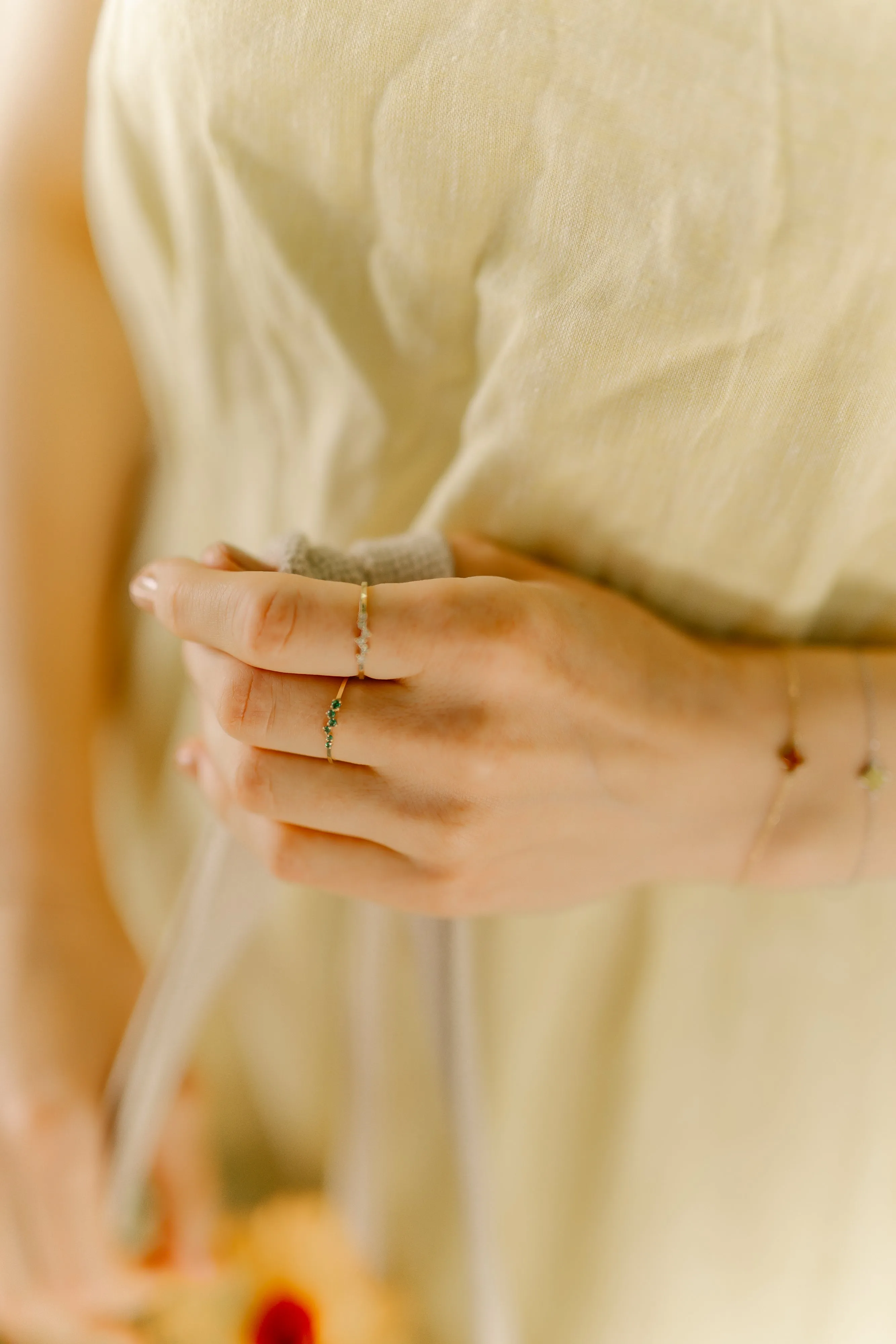 14K Solid Gold Love Emerald Ring