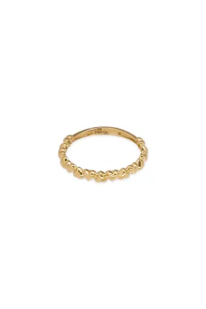 14K Solid Yellow Gold Linked Heart Ring