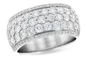 14K White Gold 3 Row Diamond Pave Ring 2CTW