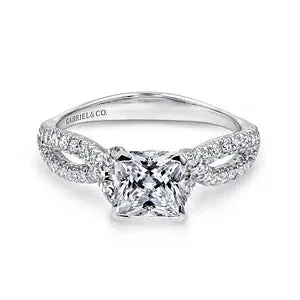 14K White Gold Princess Cut Diamond Engagement Ring