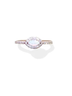 14KT ROSE GOLD OPAL AND DIAMOND RING