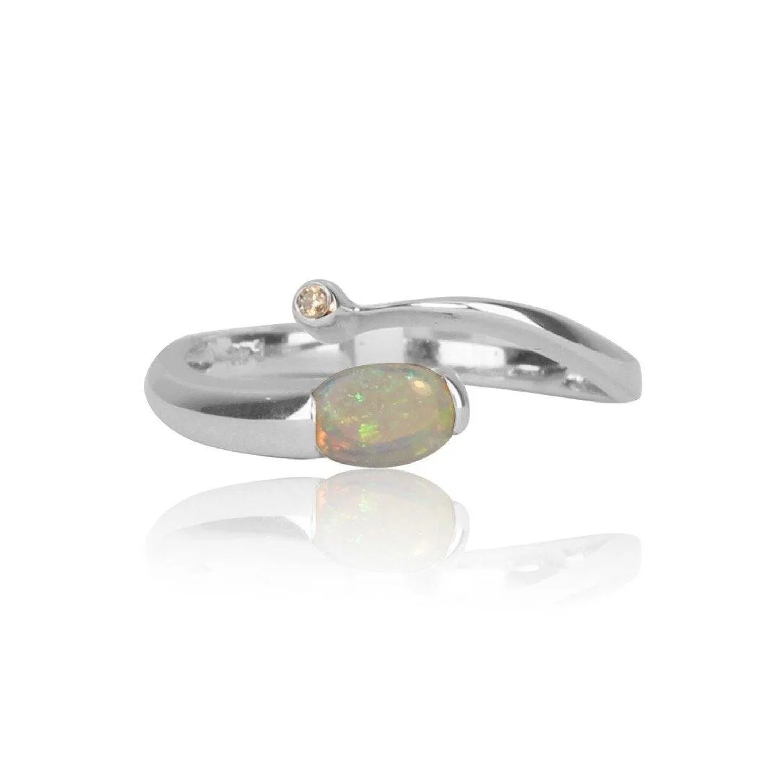 14kt White Gold Opal and Diamond ring