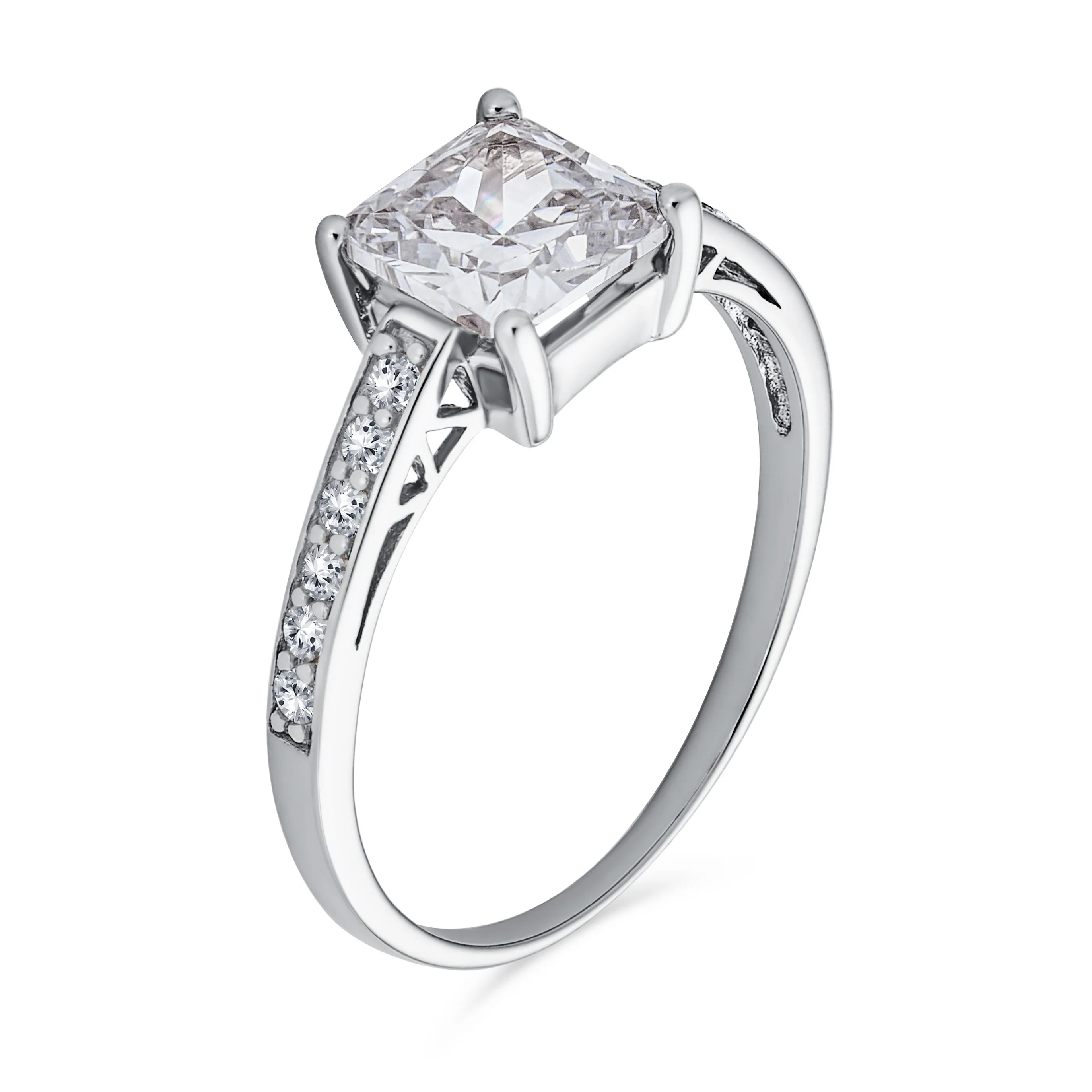 1.5 CT Princess Cut Solitaire Sterling Silver AAA CZ Engagement Ring