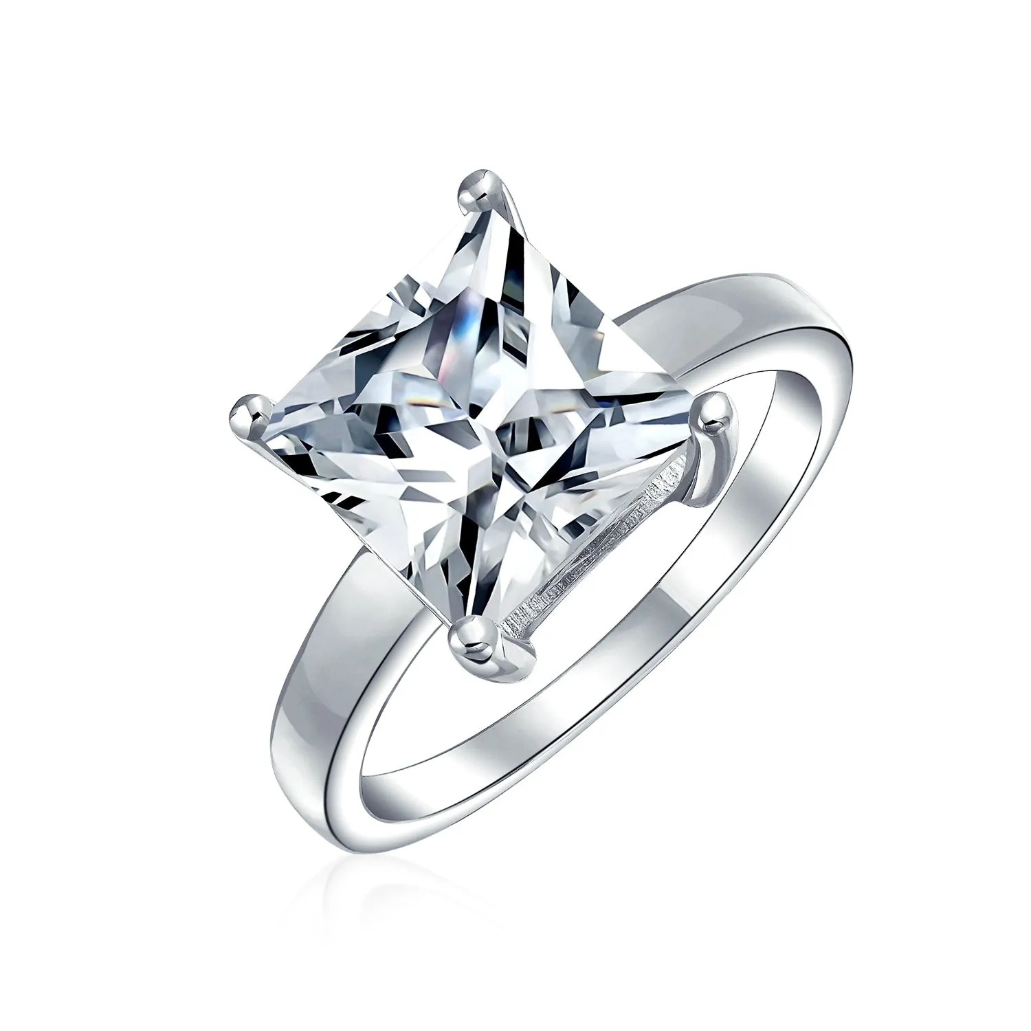 1.5 CT Princess Cut Solitaire Sterling Silver AAA CZ Engagement Ring