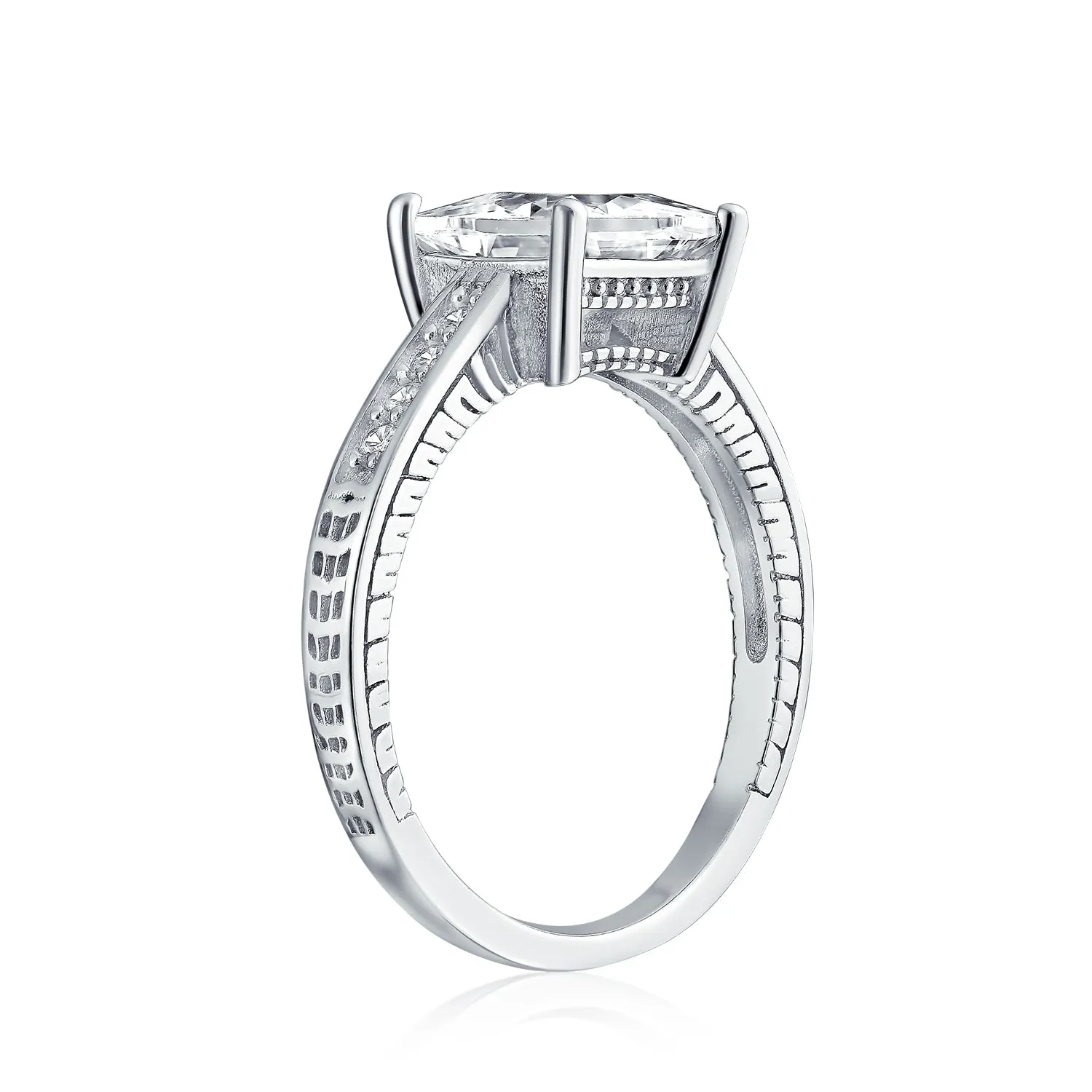 1.5 CT Princess Cut Solitaire Sterling Silver AAA CZ Engagement Ring