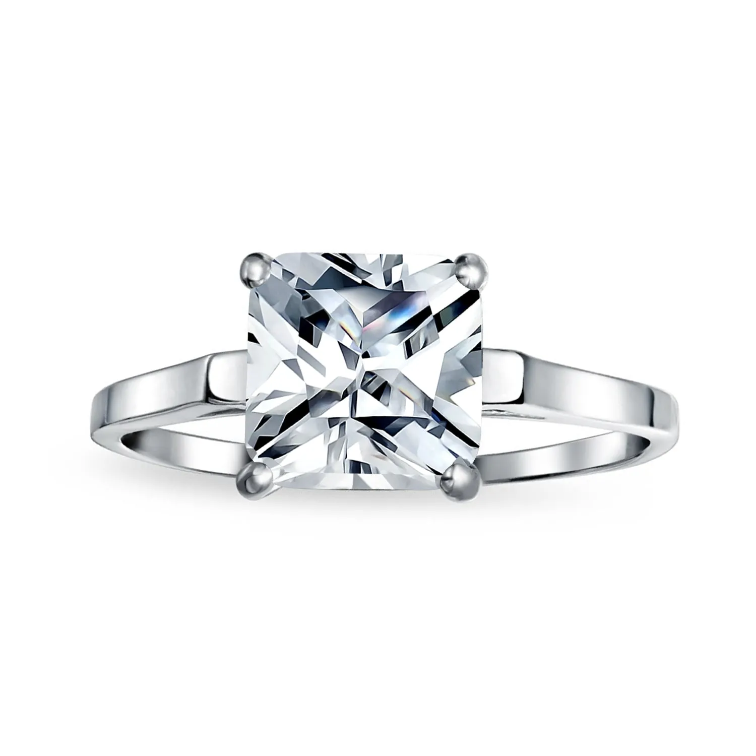 1.5 CT Princess Cut Solitaire Sterling Silver AAA CZ Engagement Ring