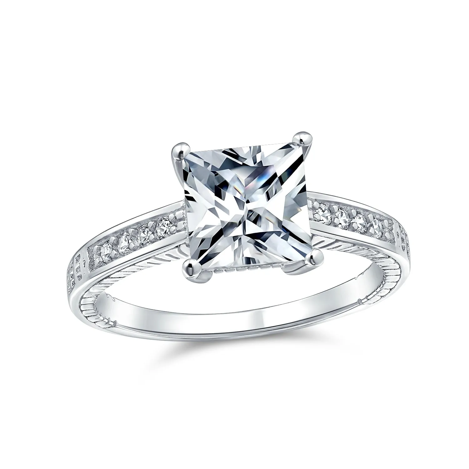 1.5 CT Princess Cut Solitaire Sterling Silver AAA CZ Engagement Ring