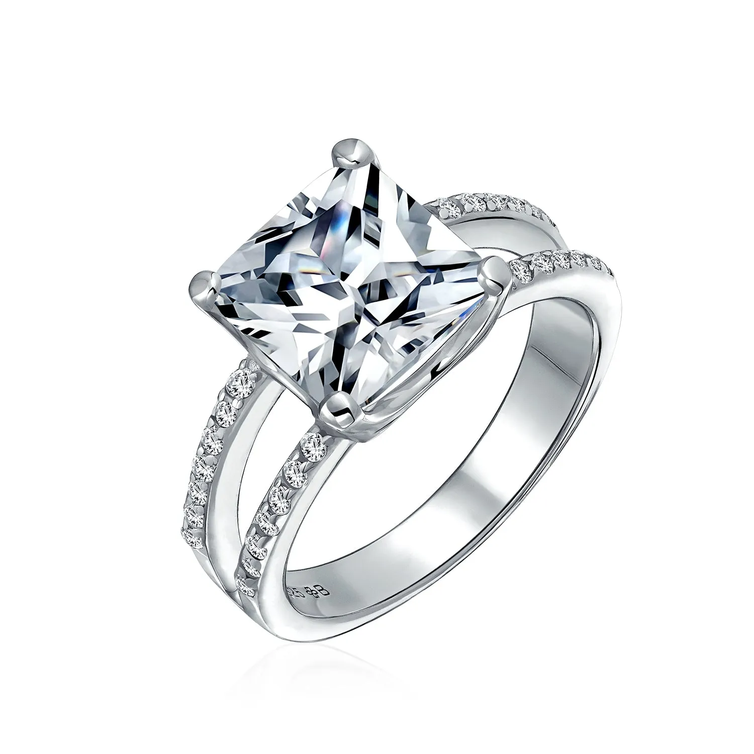 1.5 CT Princess Cut Solitaire Sterling Silver AAA CZ Engagement Ring