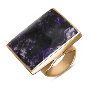 18ct Rose Gold Blue John King's Coronation Hallmark Large Square Ring