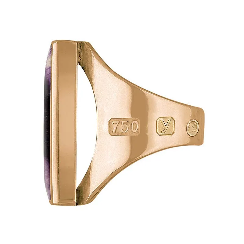 18ct Rose Gold Blue John King's Coronation Hallmark Medium Square Ring