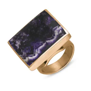 18ct Rose Gold Blue John King's Coronation Hallmark Medium Square Ring