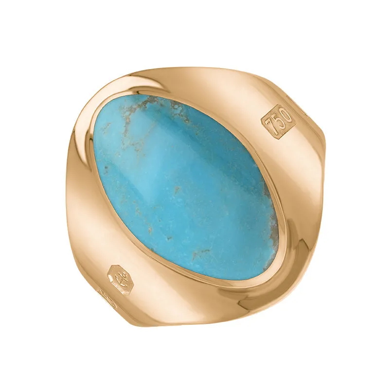 18ct Rose Gold Turquoise King's Coronation Hallmark Small Oval Ring