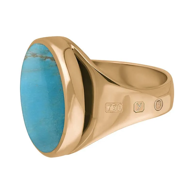 18ct Rose Gold Small Round Ring with Turquoise - Kings Coronation Hallmark