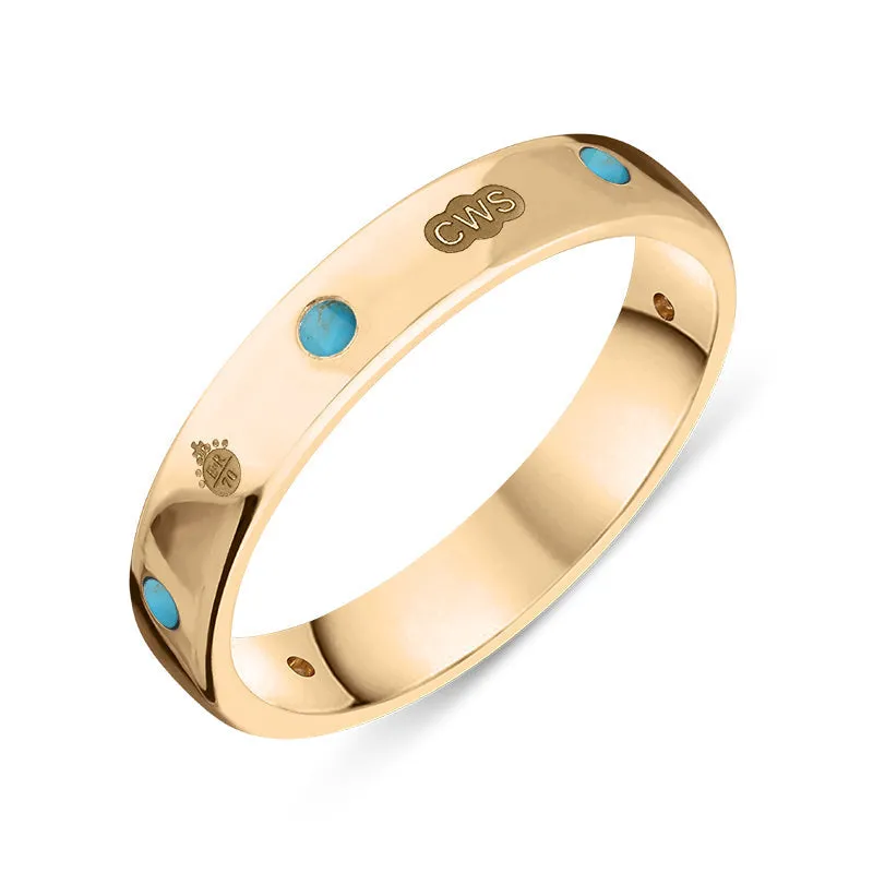 18ct Rose Gold Turquoise Queen's Jubilee Hallmark 4mm Ring