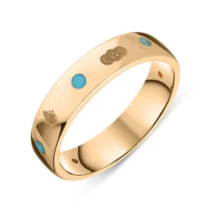 18ct Rose Gold Turquoise Queen's Jubilee Hallmark 5mm Ring