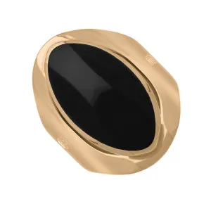 18ct Rose Gold Whitby Jet King's Coronation Hallmark Medium Oval Ring