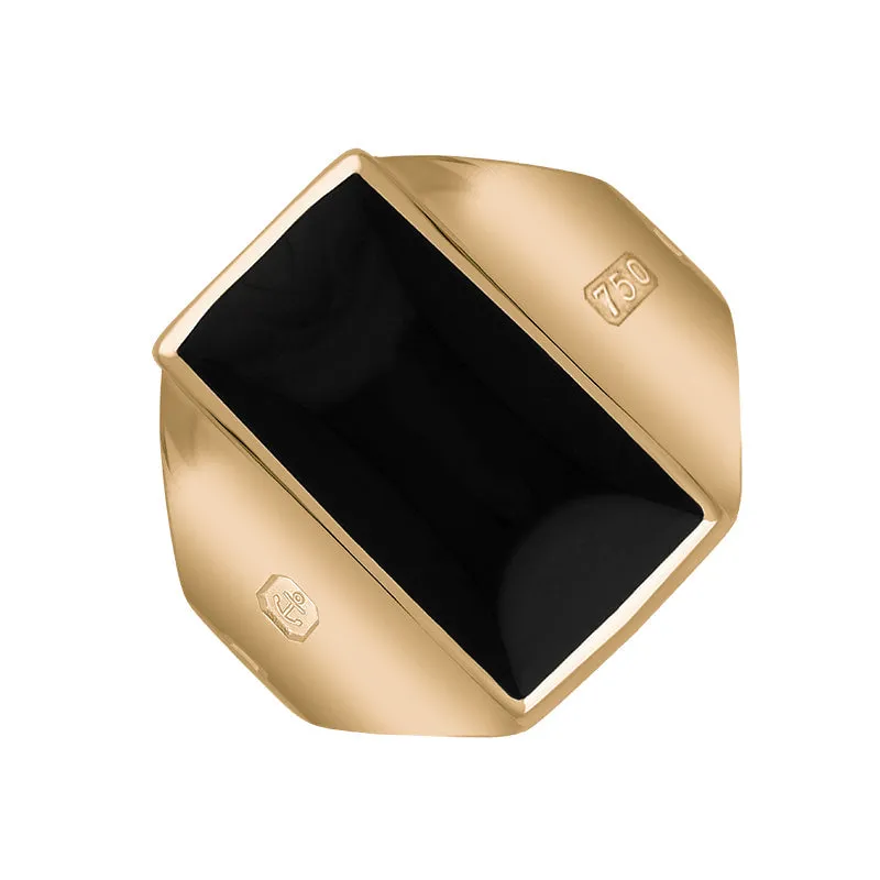 18ct Rose Gold Whitby Jet King's Coronation Hallmark Small Oblong Ring