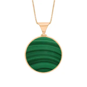 18ct Rose Gold Whitby Jet Malachite Queens Jubilee Hallmark Double Sided Round Necklace