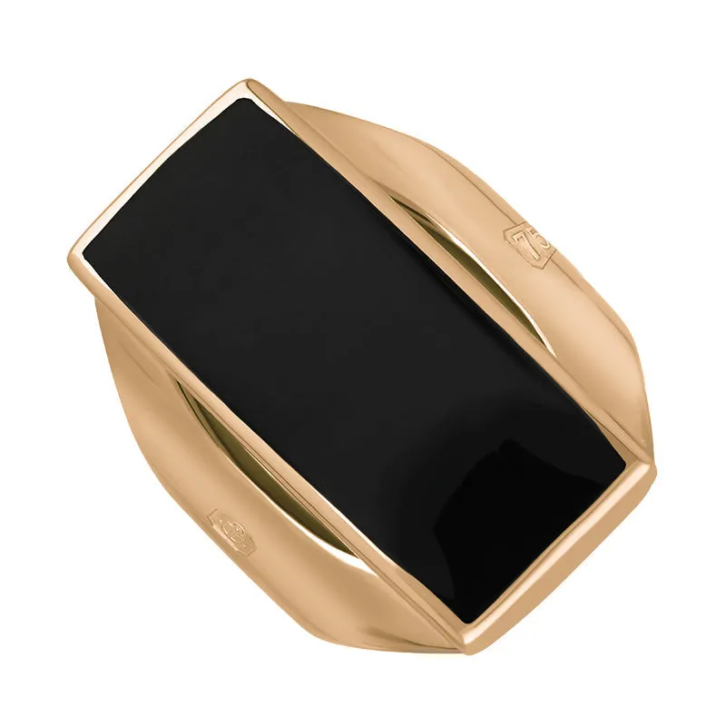 18ct Rose Gold Whitby Jet Queen's Jubilee Hallmark Medium Oblong Ring