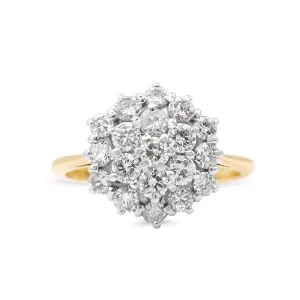 19 Stone Brilliant Cut Diamond Cluster Ring - 18ct Gold