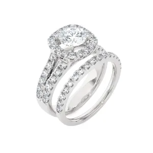 2 1/2 ctw Round Lab Grown Diamond Halo Bridal Set Ring