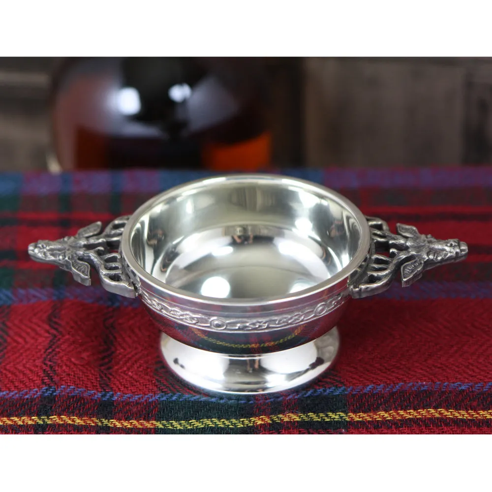 2.5 Inch Stag Handle Pewter Quaich Bowl