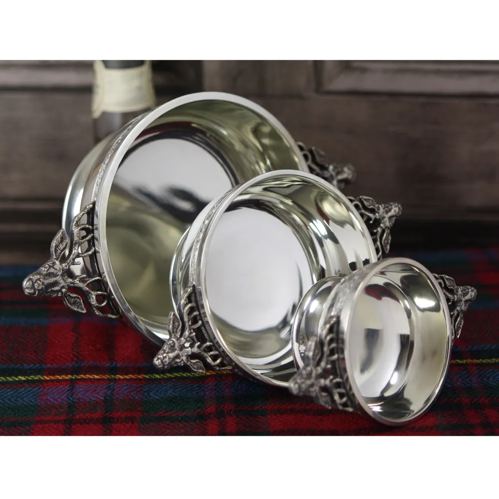 2.5 Inch Stag Handle Pewter Quaich Bowl