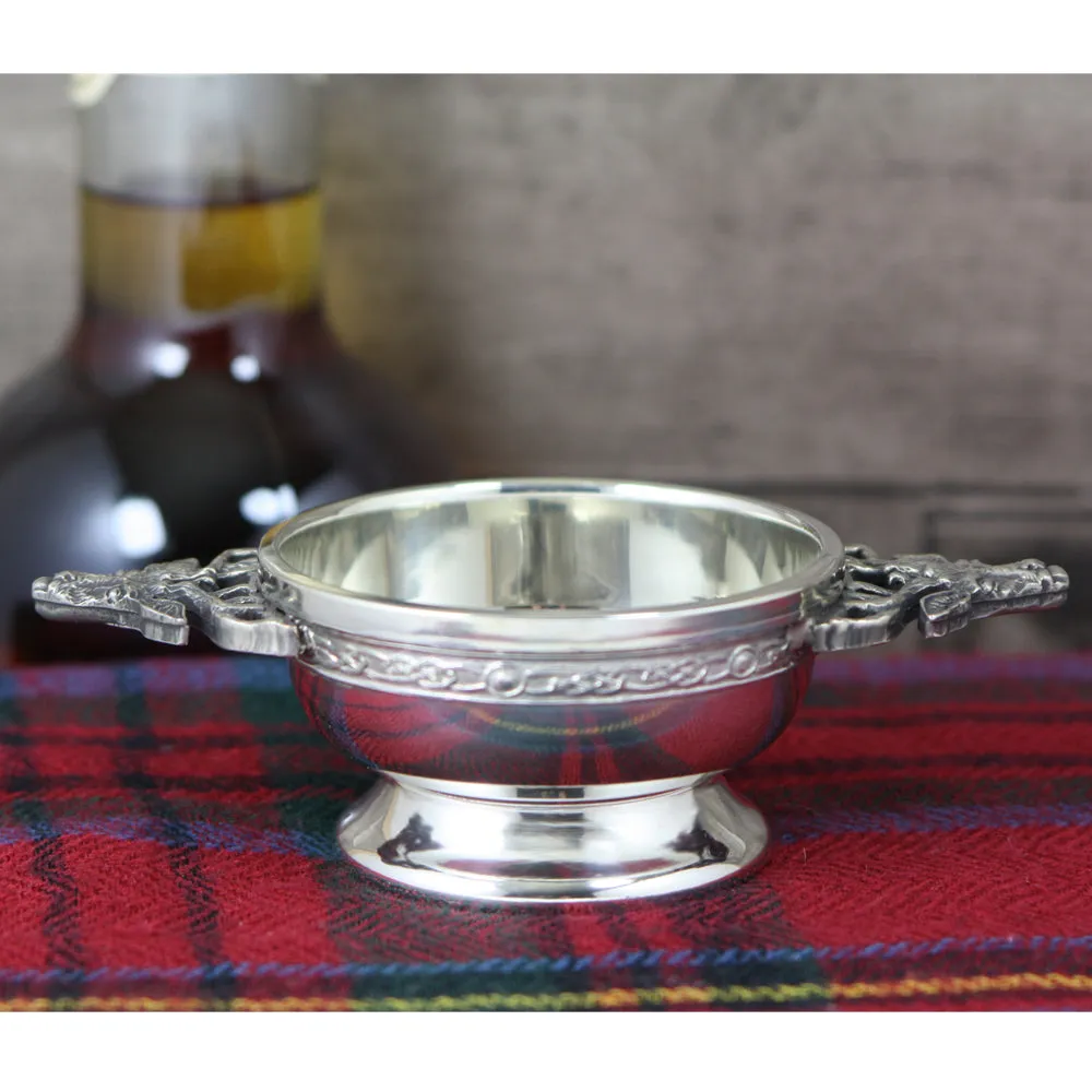 2.5 Inch Stag Handle Pewter Quaich Bowl