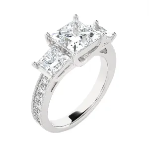 3 1/3 ctw Princess-Cut Three Stone Lab Grown Diamond Ring