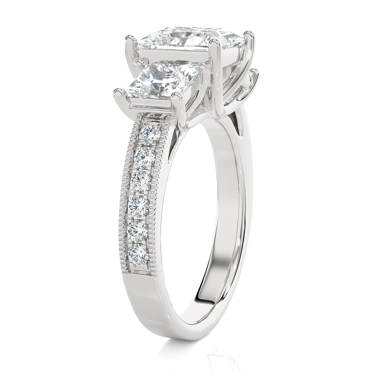 3 1/3 ctw Princess-Cut Three Stone Lab Grown Diamond Ring