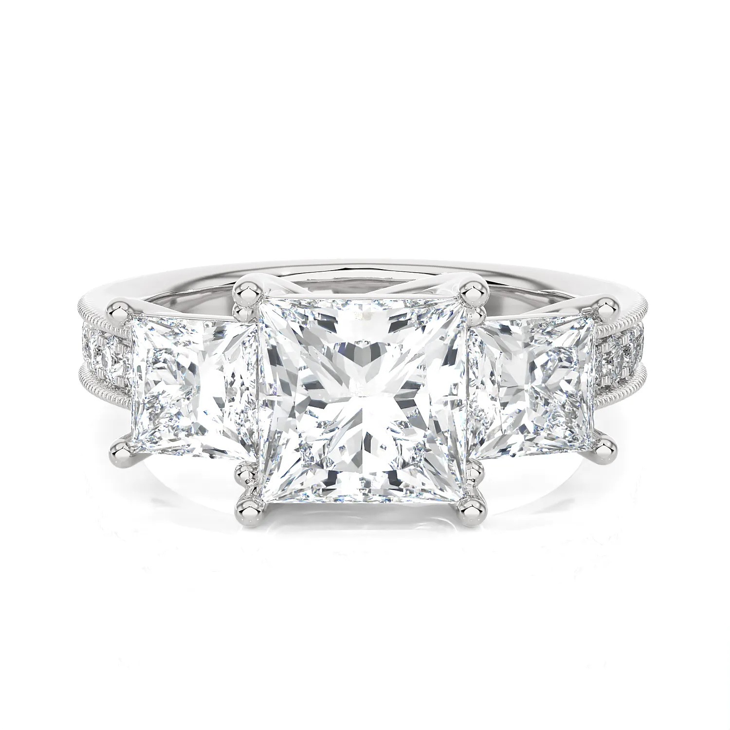 3 1/3 ctw Princess-Cut Three Stone Lab Grown Diamond Ring