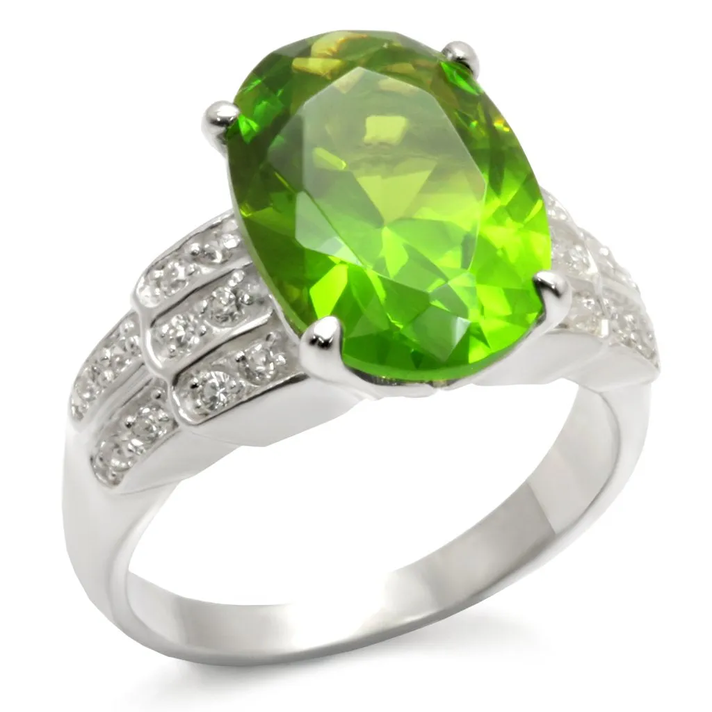 925 Sterling Silver Ring with Synthetic in Peridot for Women Style 49514