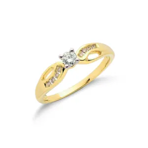 9ct Gold Diamond Engagement Ring, Classic Split Shank Design, 0.26ct, All Sizes