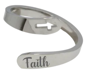 Adjustable Engraved Cross Ring