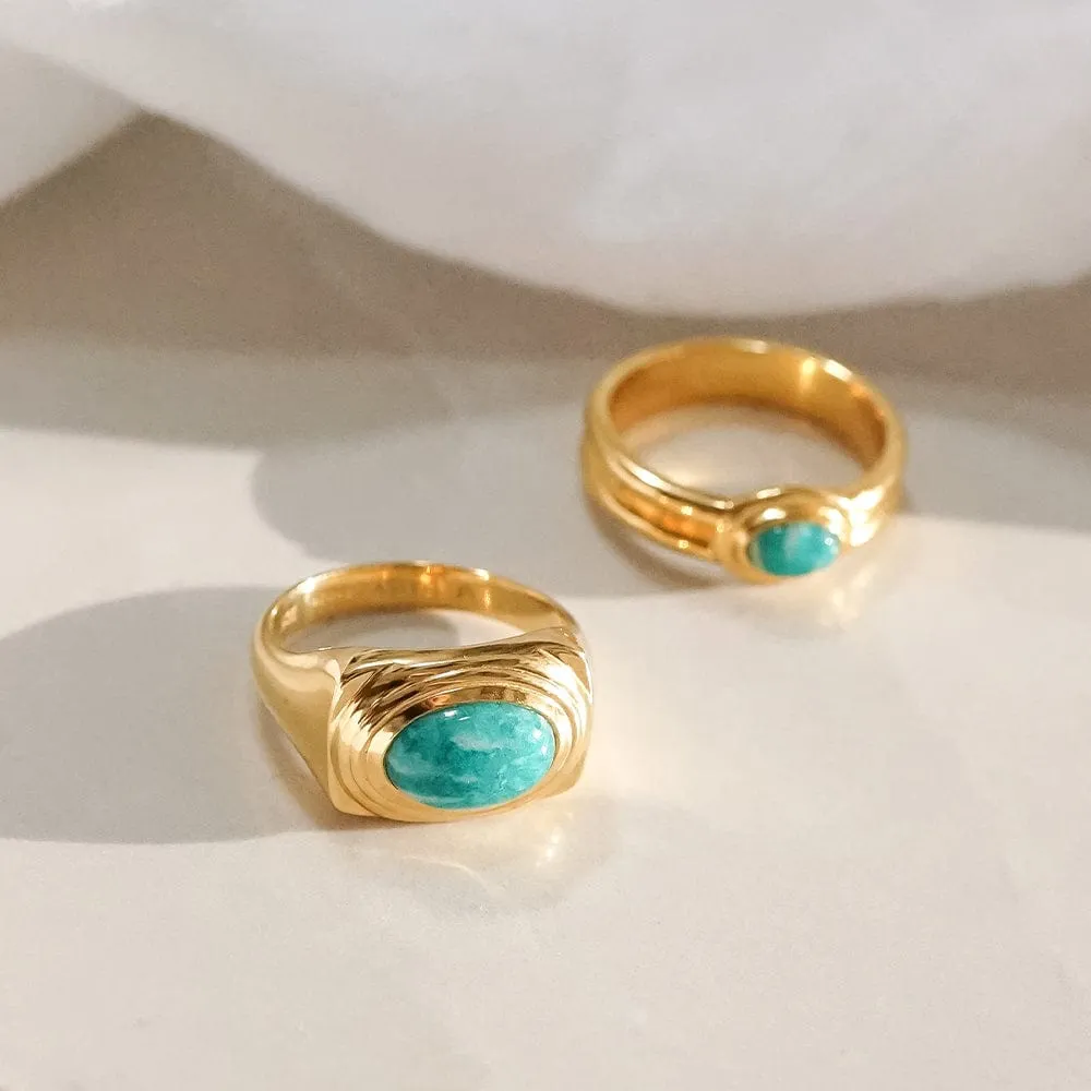 Amazonite Bold Ring 18ct Gold Plate