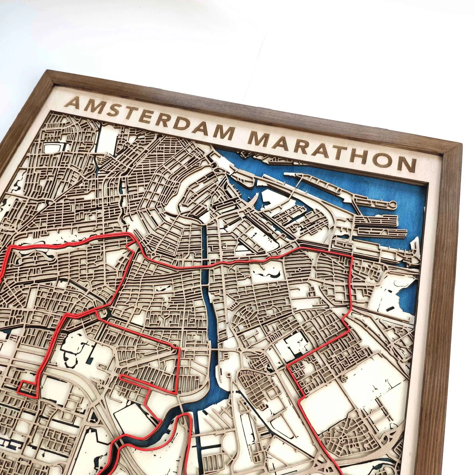 Amsterdam Marathon Commemorative Wooden Route Map – Collector's Item