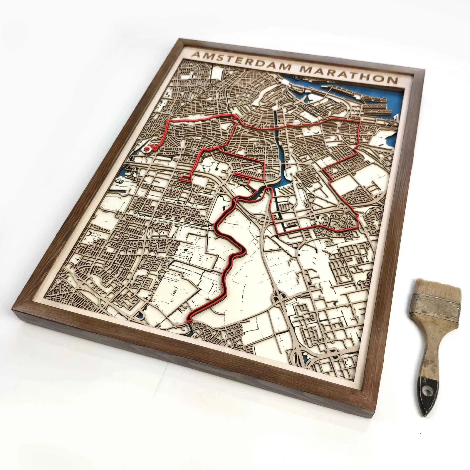 Amsterdam Marathon Commemorative Wooden Route Map – Collector's Item