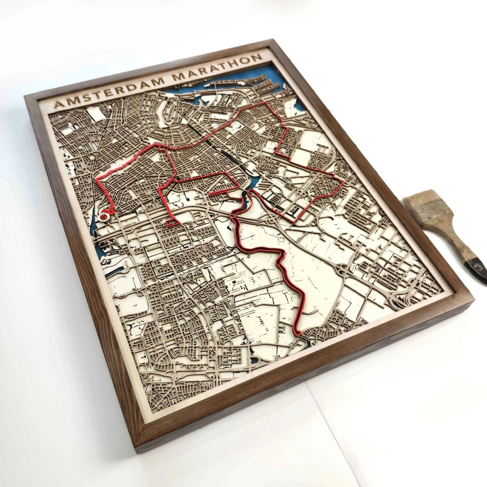 Amsterdam Marathon Commemorative Wooden Route Map – Collector's Item