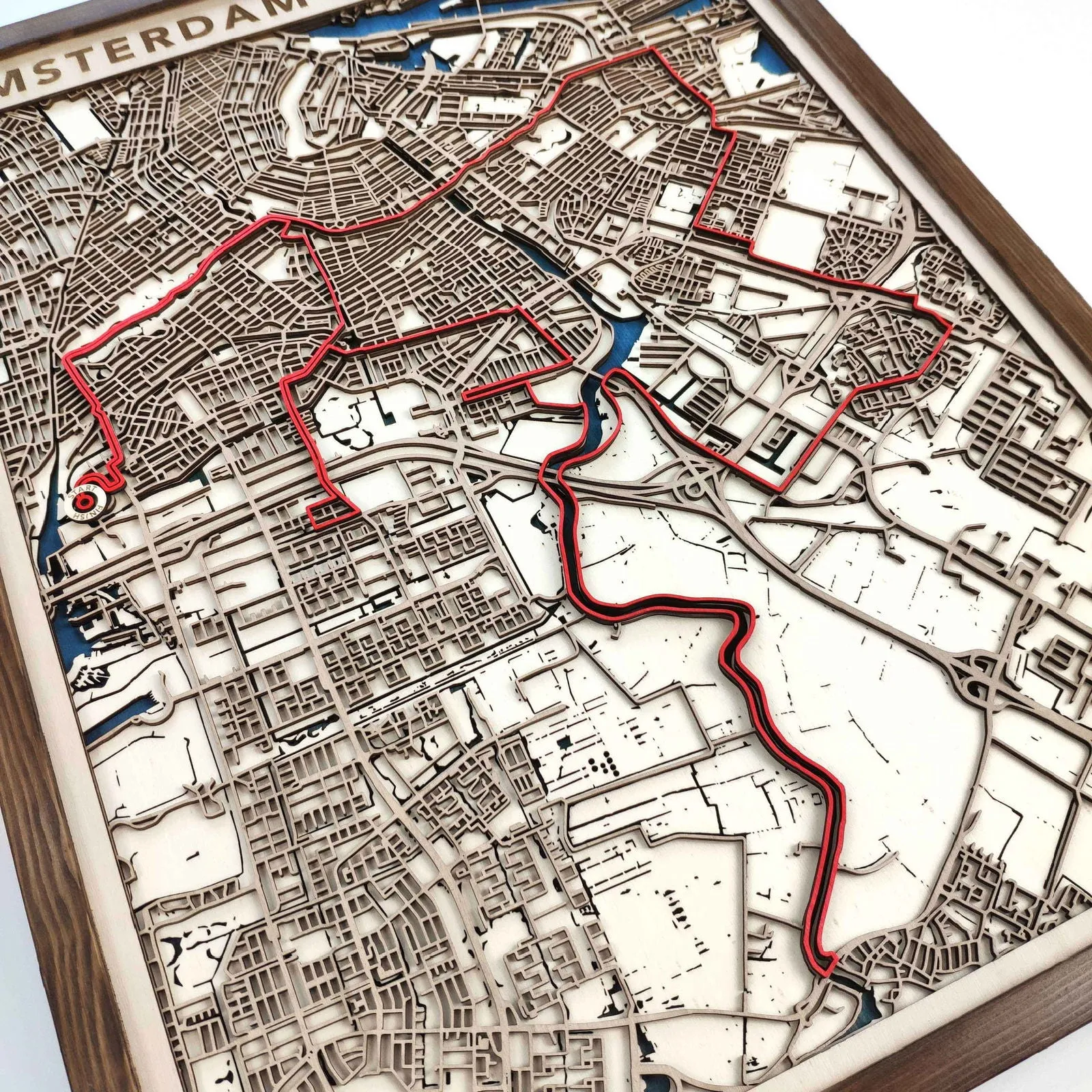 Amsterdam Marathon Commemorative Wooden Route Map – Collector's Item