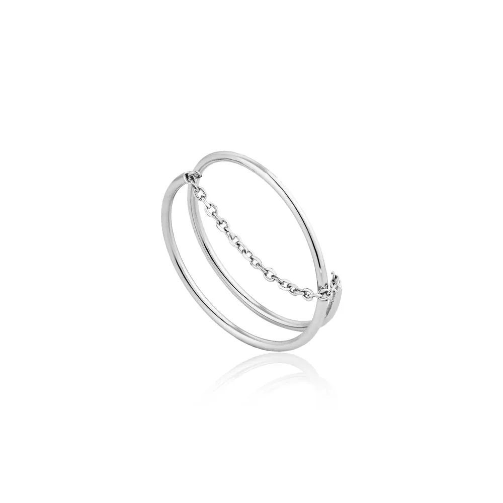 Ania Haie Modern Twist Chain Ring - Silver