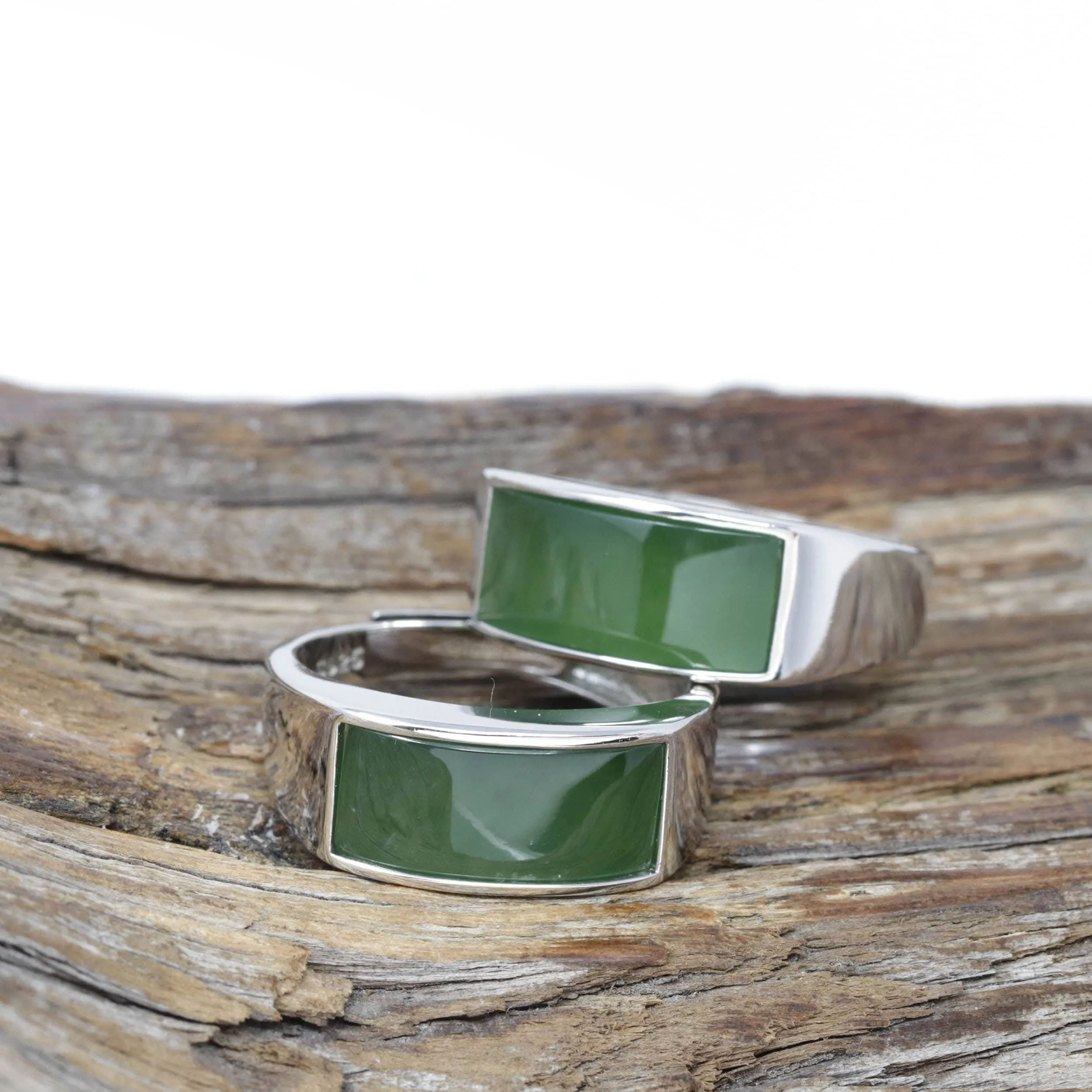 Baikalla™ "Signature Signet" Sterling Silver Real Green Nephrite Jade Classic Men's Ring