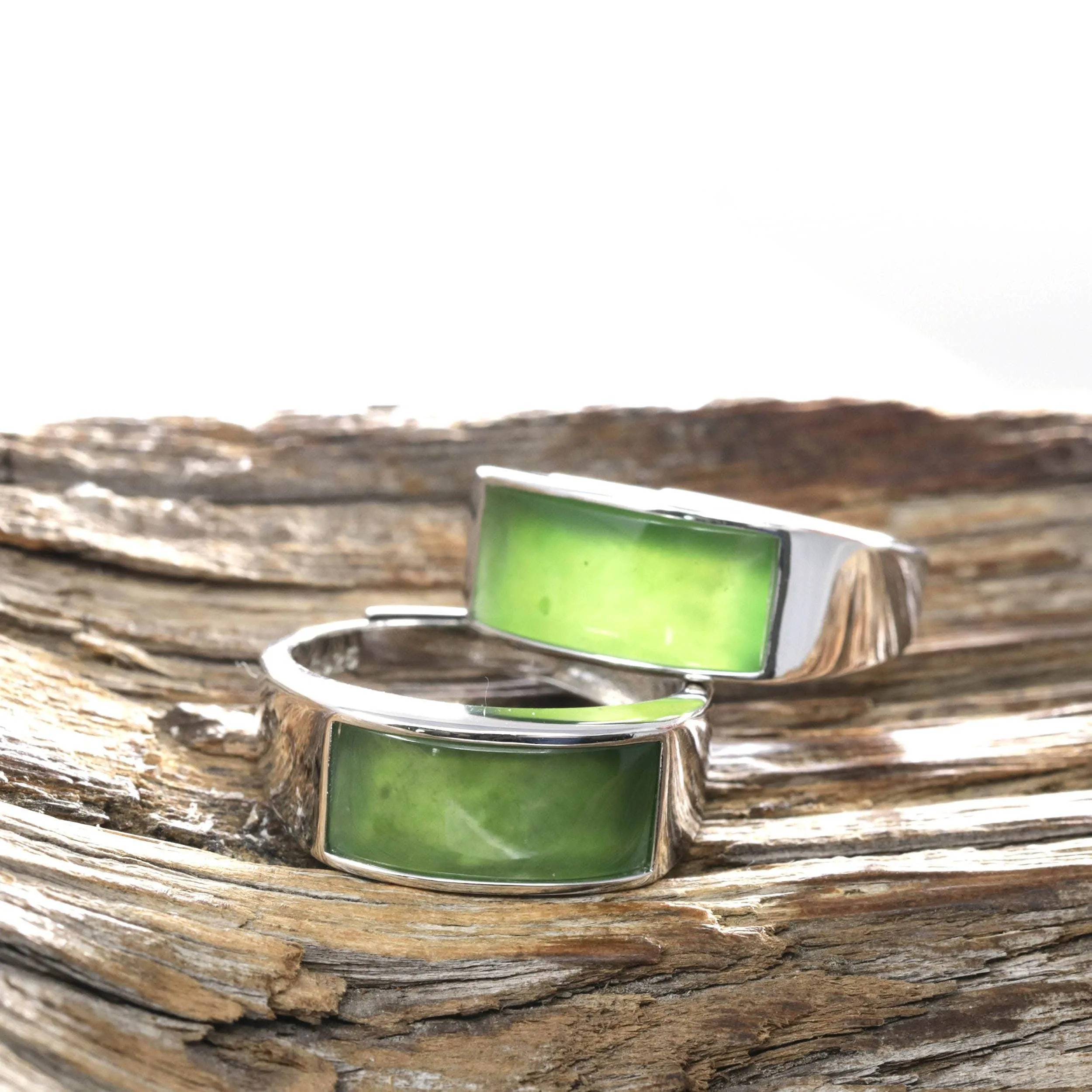 Baikalla™ "Signature Signet" Sterling Silver Real Green Nephrite Jade Classic Men's Ring