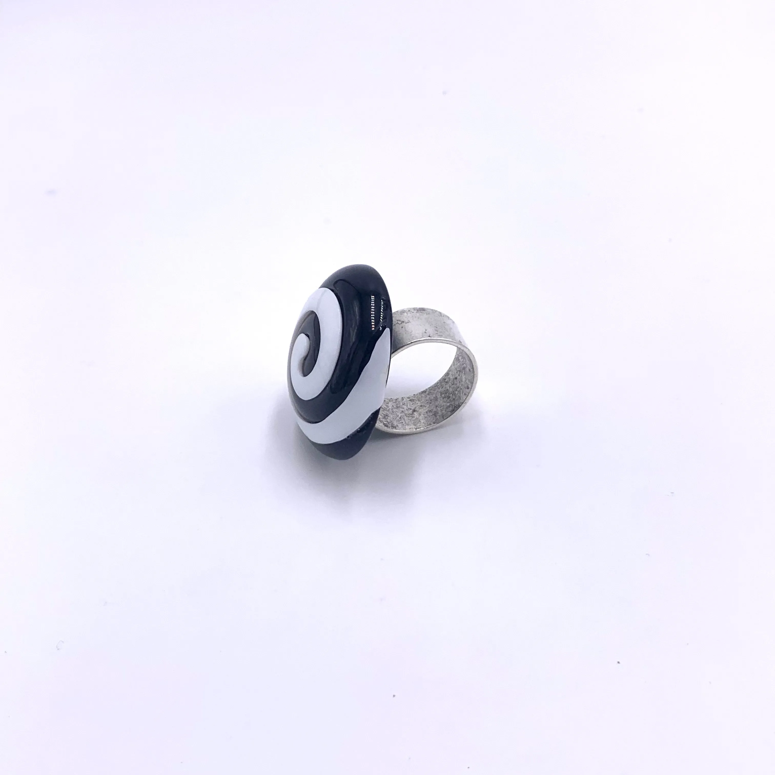 Black & White Swirl Cocktail Ring