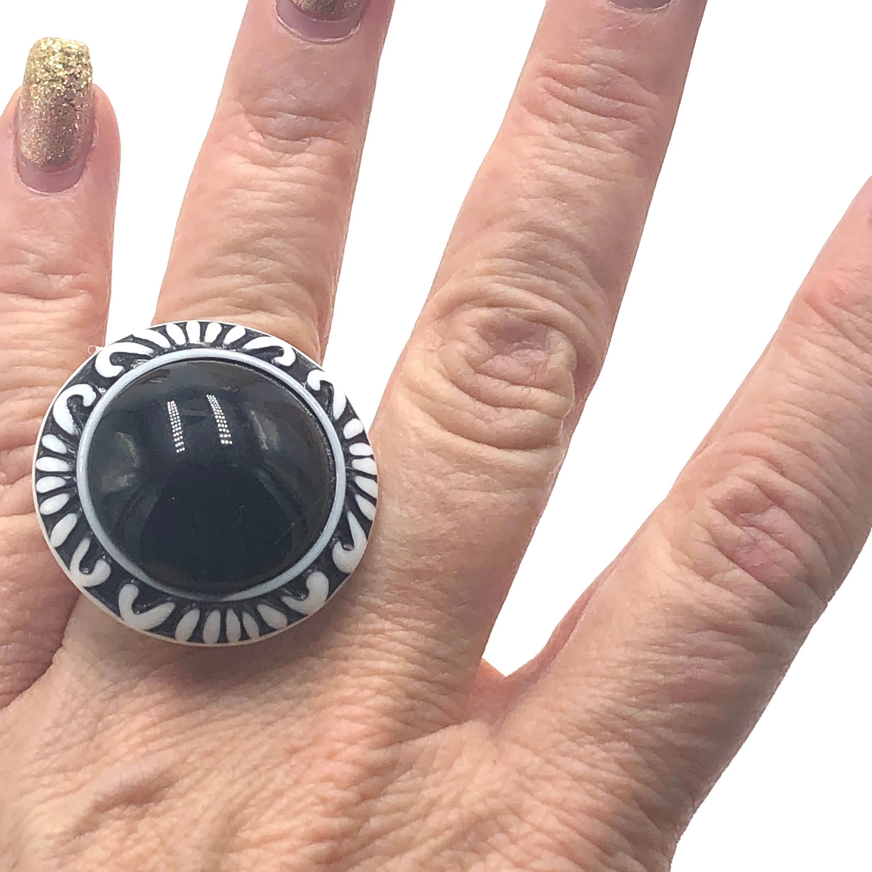 Black Leaf Cocktail Ring