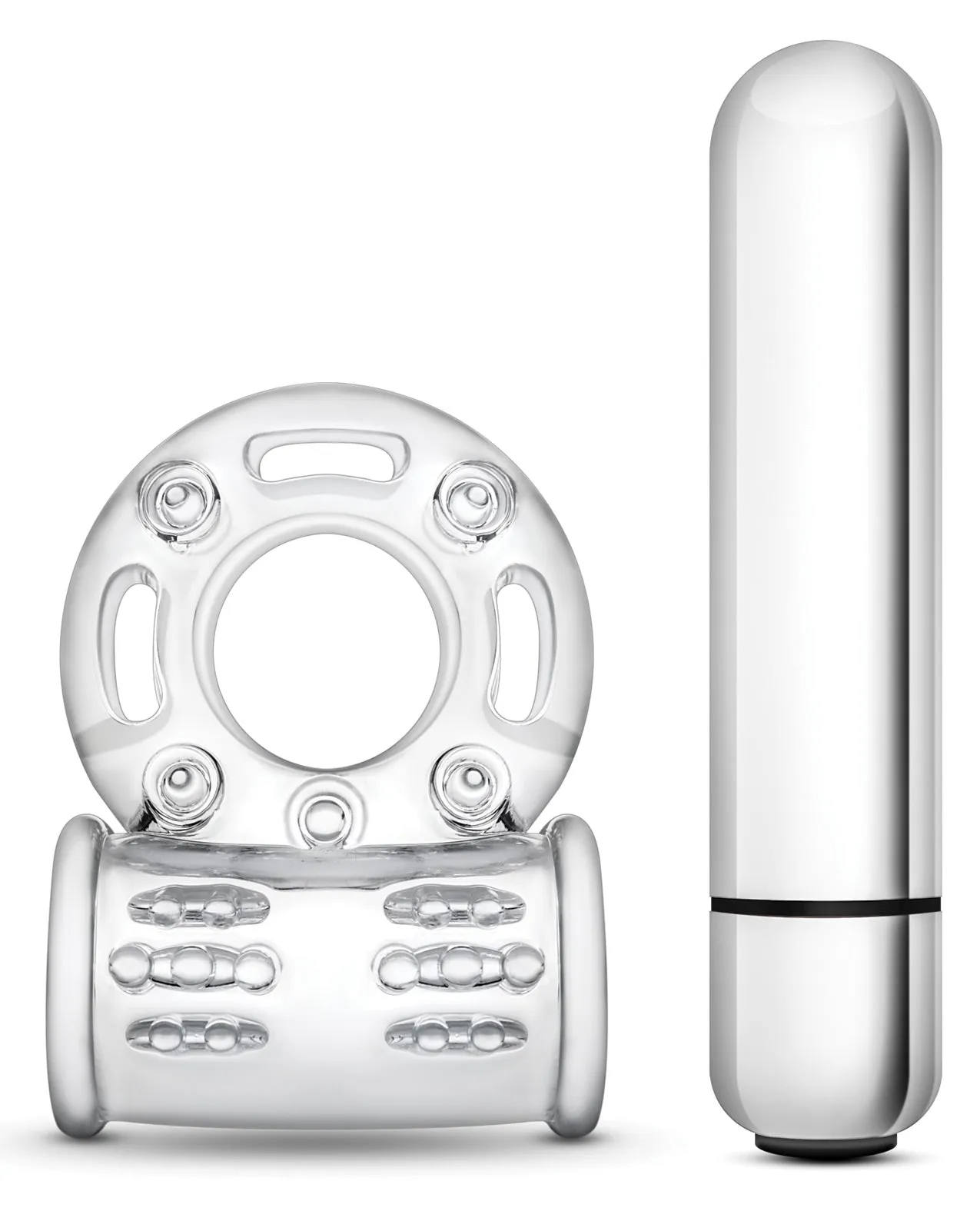 Blush Stay Hard 10 Function Vibrating Bull Ring Cock Ring - Clear