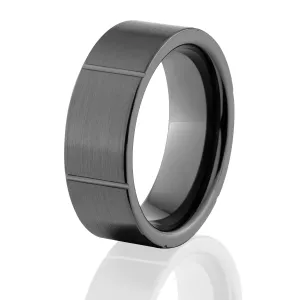 Brushed 6 Groove Ceramic Ring - Men's Wedding Bands