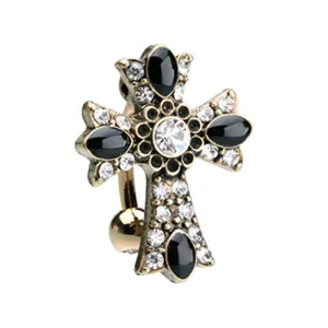 Byzantine Goth Daisy Cross Belly Ring in Gold