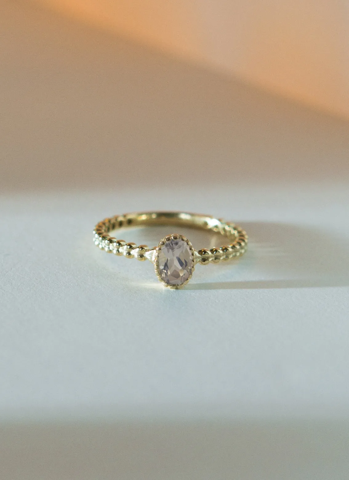 Caes moonquartz june birthstone ring 14k gold