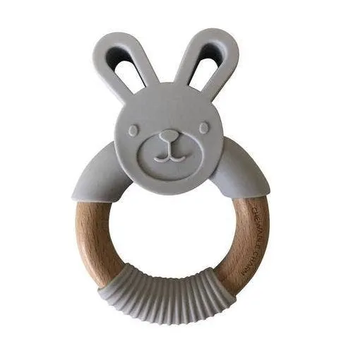 Chewable Charm Bunny Silicone   Wood Teether