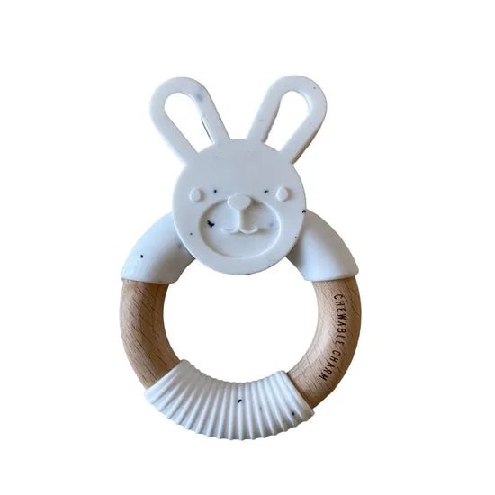 Chewable Charm Bunny Silicone   Wood Teether